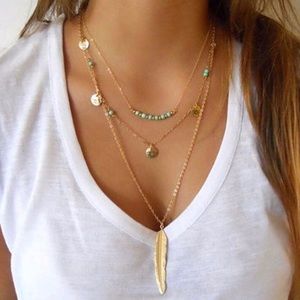 Lovely 3 Layer Feather Necklace